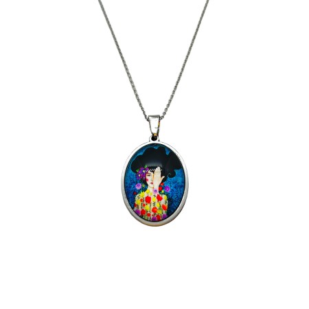 necklace steel silver woman one eye1